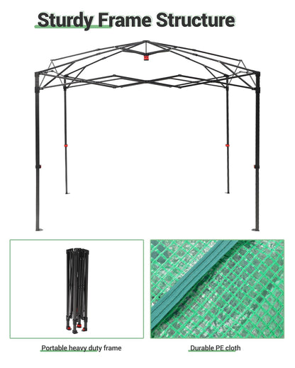 8x12 FT Pop-Up Greenhouse with Durable PE Cover, 96"x144" Large Grow Tent for All Seasons | Features Zippered Doors & Mesh Windows for Indoor/Outdoor Plants, Easy to Assemble (Green)