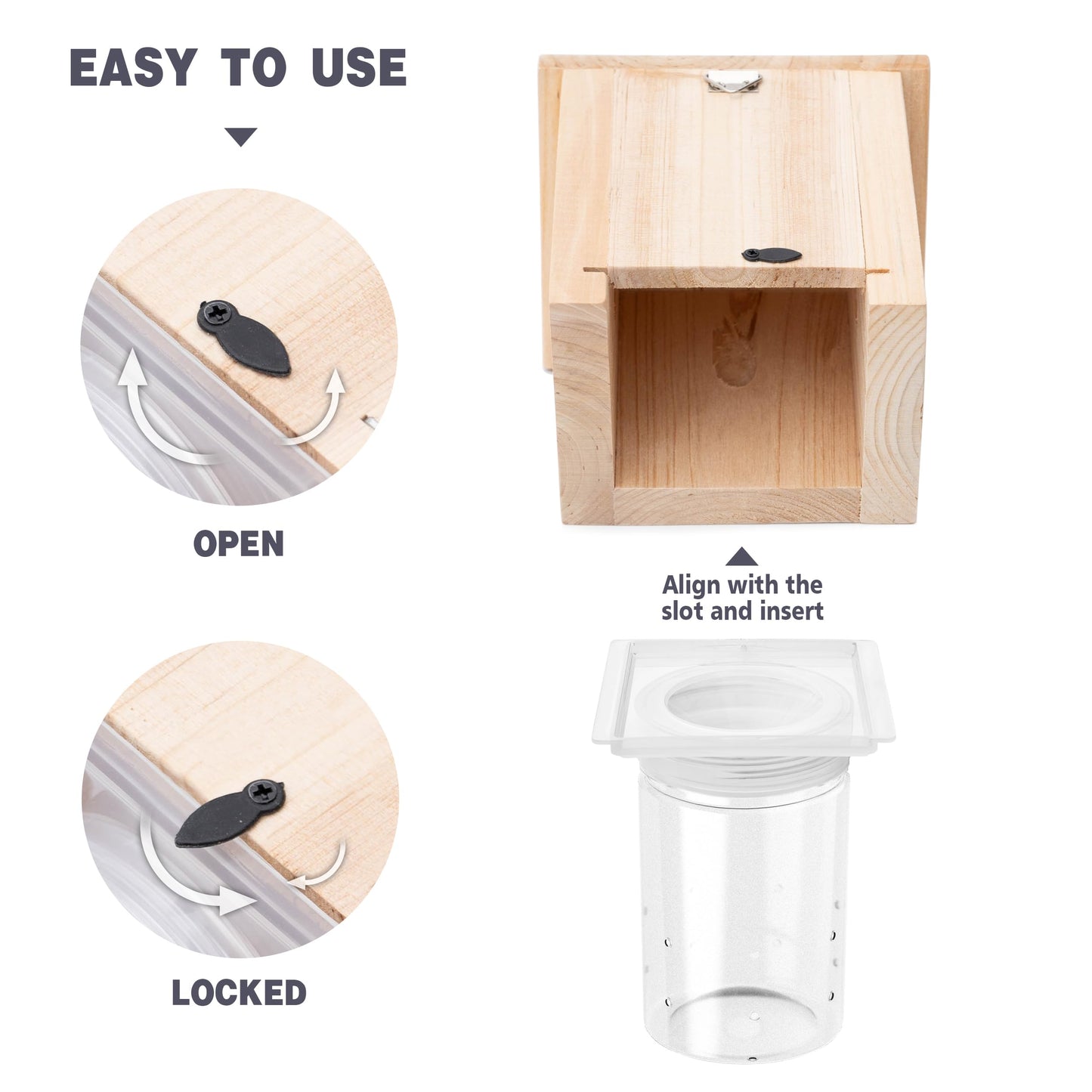 Carpenter Bee Trap for Outside - Pentroof Style Nature Hanging Wood Carpenter Bee Traps Outdoor - Best Bee Trap - Insect Traps with Removable Vault (1 Pack)
