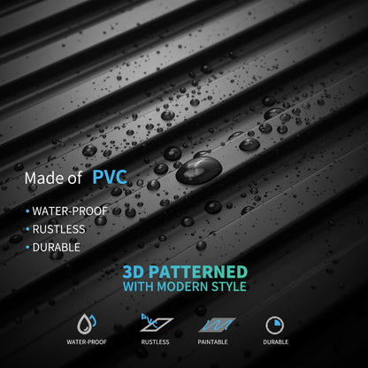 Art3d 6-Pack Slat Design 3D Wall Panels for Interior Wall Decor, 2x4 FT PVC Decorative Drop Ceiling Tiles - Black