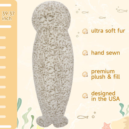 Tezituor 39 inch Giant Seal Stuffed Animal, Long Seal Plush Body Pillow, Hugging Soft Stuffed Ocean Seal Plush for Sleeping Kids Girlfriend