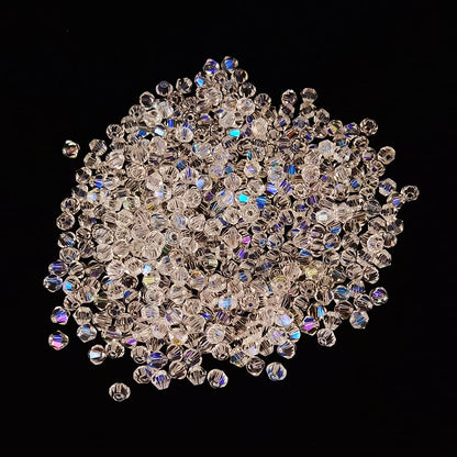 INSPIRELLE 1000 Pieces Crystal Glass Beads AB Finish Assorted Sizes and Shapes Bulk Faceted Beads for Jewelry Bracelet Making