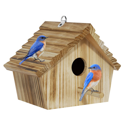 Auslar Bird House, Bird Houses for Outside, Wooden Birdhouse for Outdoors, Hanging Bluebird House for Cardinals Finch Wren Swallow for Wild Bird Viewing