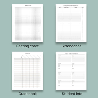 POPRUN Teacher Planner 2025-2026, (Letter Size - 8.5'' x 11'') Academic Lesson Planner (July 2025 - June 2026), with Monthly Tabs, Thick Papers, 2-Sided Pocket, Leather for Teachers, Turquoise Green