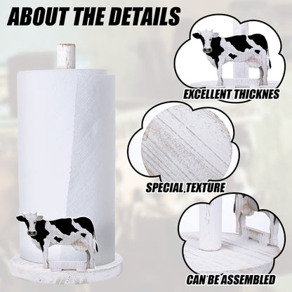 Yetene Cow Paper Towel Holder Wooden Farmhouse Paper Towel Holder Countertop Cow Kitchen Accessories Farm Bathroom Table Decor Gifts