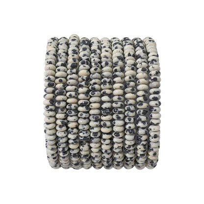 BEADIA Natural Dalmatian Disk Stone Beads 4x2mm 160pcs Rondelle Loose Semi Gemstone Beads for Jewelry Making Design
