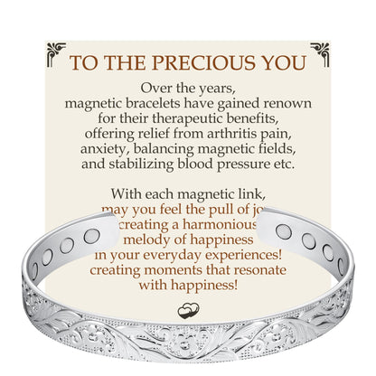 Feraco Copper Bracelet for Women, 12X Ultra Strength Magnetic Bracelets, 99.99% Pure Copper Cuff Bangle with 3500 Gauss Neodymium Magnets & Sparkling Cubic Zirconia, Silver
