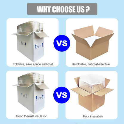 26x11x19" Insulated Shipping Box for Frozen Food, 4 Pack Cold Shipping Boxes Reusable Perishable Shipper Cooler Box for Mailing Double, Insulated Carton with Aluminum Foil Insulated Bag Liner