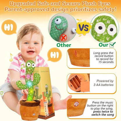 Dancing Talking Cactus Toy, Baby Singing Recording Mimicking Cactus Toy, Repeats What You Say, Musical Interactive Infant Toddler Toys for 1 Year Old Boys Girls, Baby Easter Basket Stuffers Gifts
