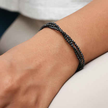 Gempires Natural Lightweight Multi Strand Beaded Bracelet Pyrite Crystal Gemstone Jewelry Hypoallergenic 8 Inch Silver Plated Trendy Western Everyday Wear Jewerly