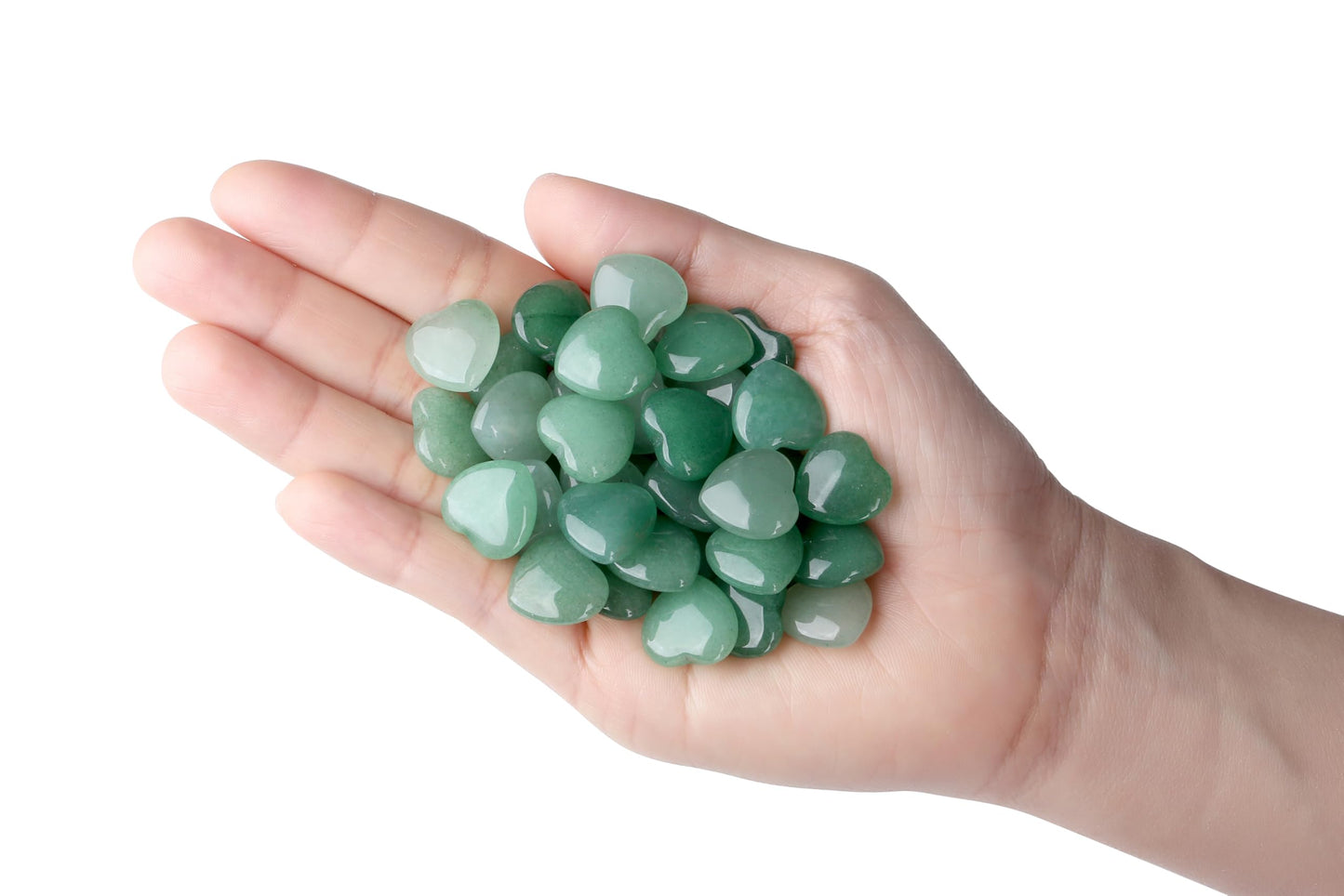 NUKAYAI 20PCS Green Aventrine Healing Crystals Stones Heart Love Shaped Polished Crystal Natural Cute Pocket Thumb Reiki Wholesale Set Balancing Meditation Mothers Day Bulk Gifts for Women
