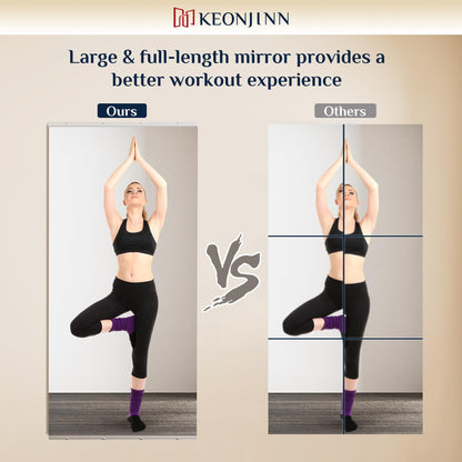 Keonjinn Home Gym Mirror, 60" x 36" Workout Mirrors for Home Gym, Frameless Tempered Glass, Full Body Wall Mirrors for Fitness Exercise, Yoga Room, Dance Studio, Garage