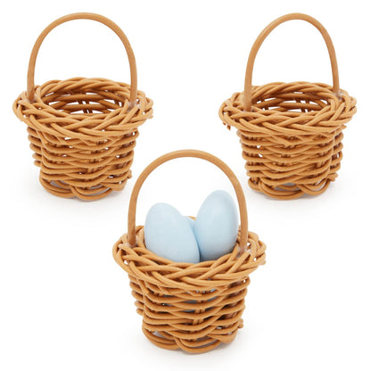 Juvale Mini Baskets Picnic Style with Handles - 1.75 x 1.75 x 2.7 in, Brown, Pack of 24, Traditional Style - Tiny Baskets for Craft, Birthday Party Favor & Baby Shower Favor