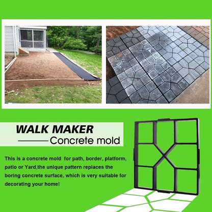 Walk Maker Reusable Concrete Molds 15.7"x15.7"x1.57" Paver Yard Patio Lawn Garden DIY Walkway Pavement Paving Moulds (Cross Square)