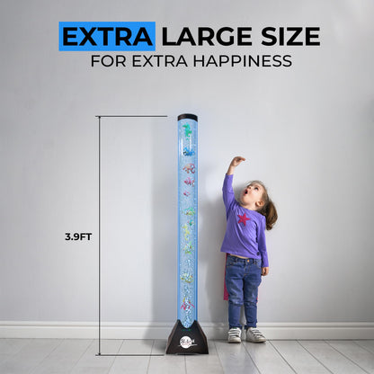 Brewish 4FT Sensory LED Water Bubble Tube Lamp with 16 Color Changing Night Light Effects, Fake Aquarium Tank & Gift for Kids, Autism, Remote Control & 12 Fishes (Wall Bracket Included)