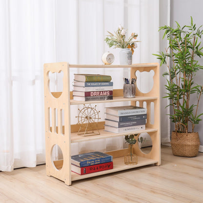 YJTREMFYX Children's Toy Storage Rack Montessori Bookshelf, Used as a Storage Cabinet for Books and Toys in Game Rooms, Children's Rooms, Daycare Centers, and kindergartens (4 Levels)