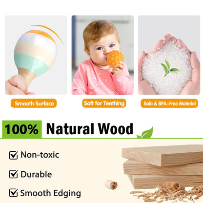 Wuzhineisn Baby Toys 6-12 Months Montessori Toys 6 in 1 Musical Instruments for Toddler, Stacking Blocks Development Learning Educational Toy with Wooden Xylophone Infant Baby Birthday Easter Gift