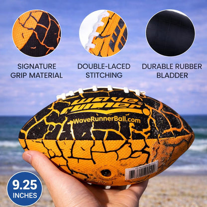 Wave Runner Water Football for Pool and Beach | Waterproof Football for Outdoor Games for Adults, Teens, and Kids - Lightweight Pool Toys, Easy Wet Grip, Outdoor Summer Toy Gift for Boys Ages 8-16