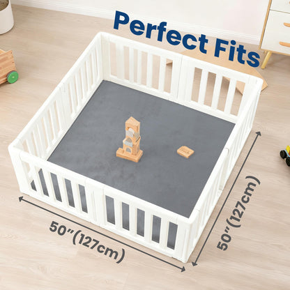 Huloo Sleep Baby Play Mat for Floor,1.3" Thick Elasti-Foam 50"×50" Playpen Mat for Tummy Time,Water Repellent Soft Coral Velvet for Toddler,Infant,Kids,Non-Slip Backing Safe for Crawling(Dark Grey)