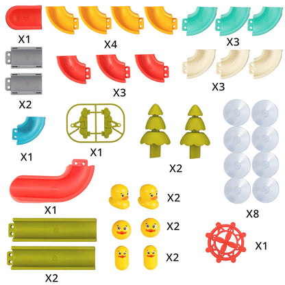 SOCBTNSO 38 PCS Duck Slide Toys, Bath Toys for Kids Ages 4-8, DIY Building Kit for Ages 5-7, Bathtub Time Birthday Gifts for Toddler 3 + Year Old