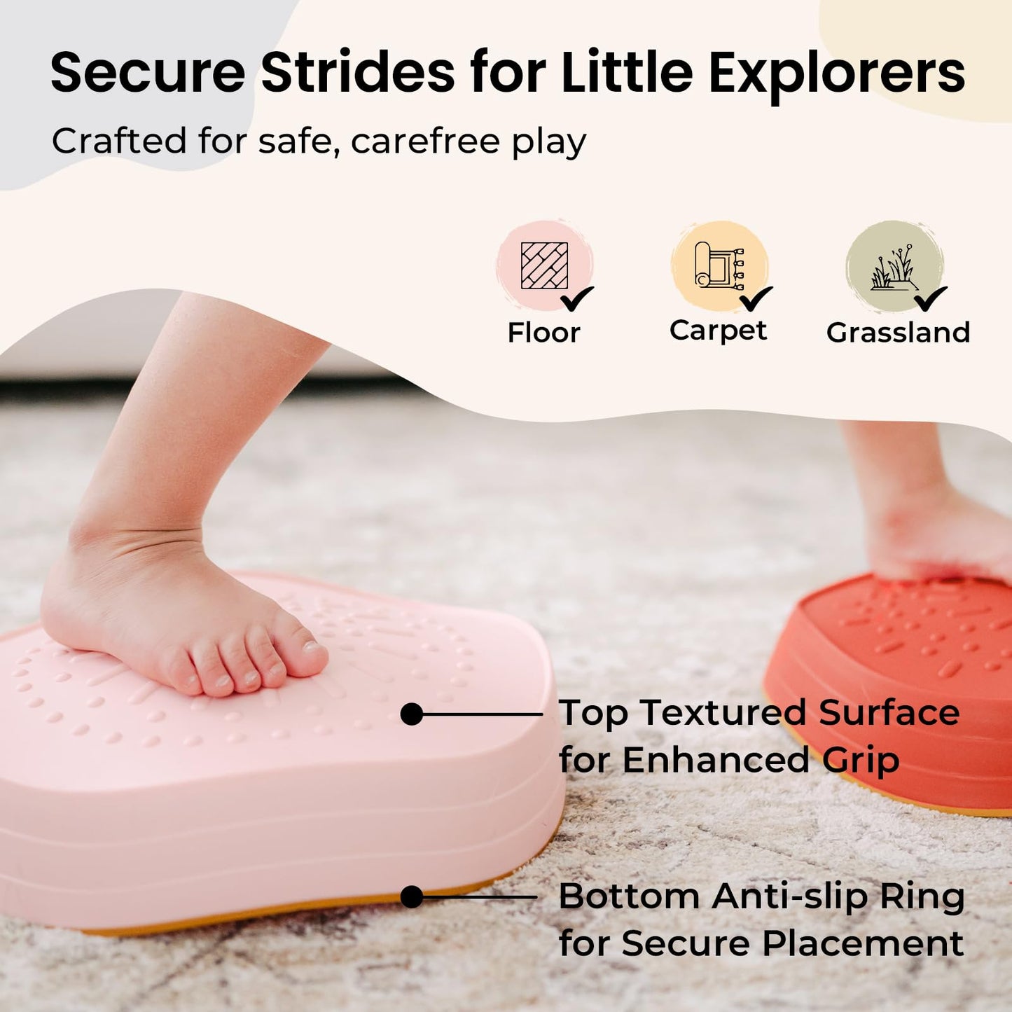 Tiny Land Stepping Stones for Kids, 5pcs Non-Slip Toddler, Sensory for Promoting Toddler's Balance & Coordination Skills, Stepping Stones for Toddlers 3-5, Toddler Toys for Boys & Girls Gifts