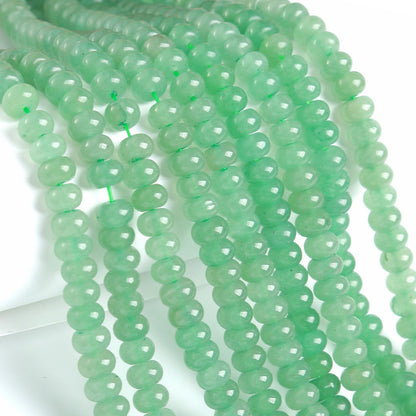 5x8mm 76pcs Natural Stone Green Aventurine Rondelle Spacer Loose Beads Abacus Disk Stone Round Loose Gemstone Beads for Jewelry Making DIY Bracelet Necklace