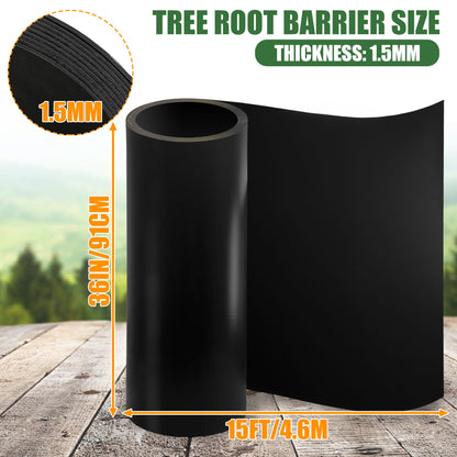 Joewuzun Tree Root Barrier 36in x 15ft x 60mil Tree Root Barrier Heavy Duty Bamboo Barrier Protects Sidewalks Roads and Driveways