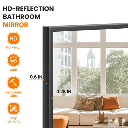 TRAHOME Full Length Floor Mirror 56"x15", Standing Mirror with Aluminum Frame, Large Body Mirror for Bedroom, Living Room and Bathroom, Black