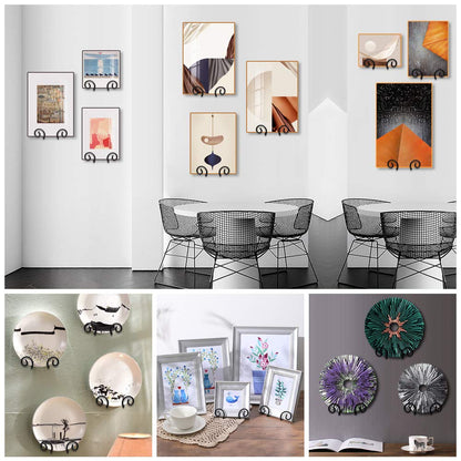 MOCOUM 4 Pack Wall Mount Plate Display Stands, Medium Wall Easel Holder Plate Hanger Vertical Plate Stand Holders, Wall Display Picture Frame Stand for Decorative Plates, Arts (Circle, 6 inch)