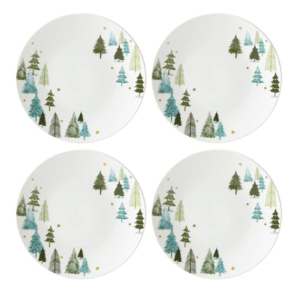 Lenox Dinnerware, Balsam Lane 12-Piece Dinnerware Set, Service For 4, Porcelain, Dishwasher & Microwave Safe, Plates & Bowls Sets, Christmas, Holiday Hosting, Home and Kitchen (White/Green, 12 Piece)