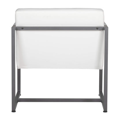 Studio Designs Home Modern Accent Chair Camber Mid-Century, Pewter Grey Metal Frame & White Bonded Leather