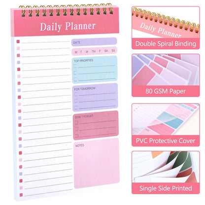 LABUK 10 Pack Daily To Do List Notebook 5" x 8" Daily Planner 30 Sheets Spiral to Do List Notebook for Classroom Office Plan Work Schedule Checklist
