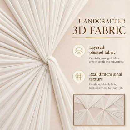 Artists' Handicraft, Extra Large Luxury 3D Fabric Neutral Textured Wall Art, Minimalist Abstract Boho Modern Long Beige Painting Wall Decor for Living Room Bedroom Hallway Office, Horizontal, 54x27 Inces