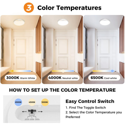 Slochi 2Pack Motion Sensor Ceiling Light Wired, 3000K/4000K/6500K Motion Sensor Light Indoor, 15W 1500LM 7 In Closet Lights Motion Sensored with Timer, Flush Mount Light for Hallway Wall Pantry, White