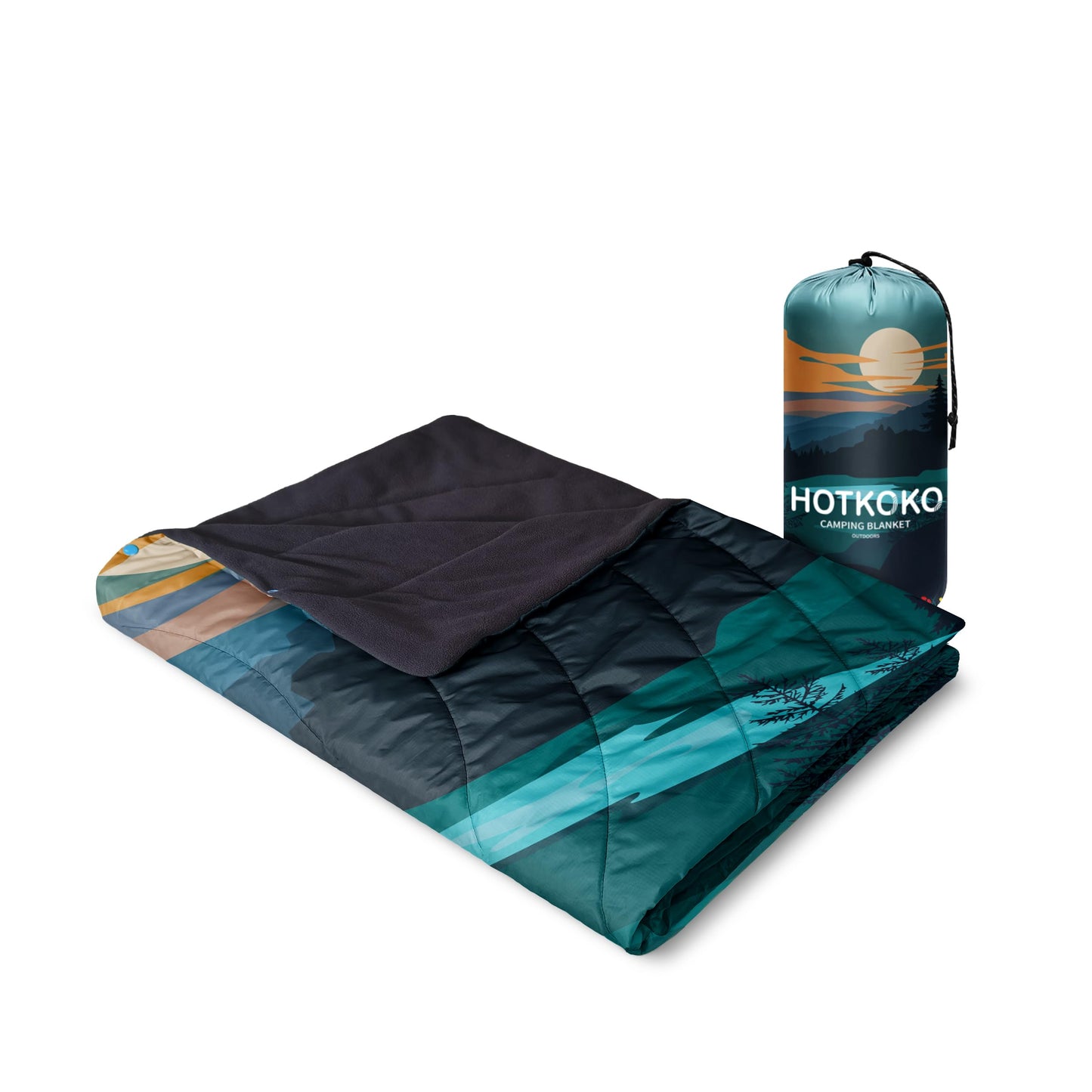 hotkoko Waterproof Stadium Blanket, Fleece Camping Blanket Wearable Soft Warm Camp Blanket for Outdoor Camping, Picnic, Stadium, Sports, Beach, Car
