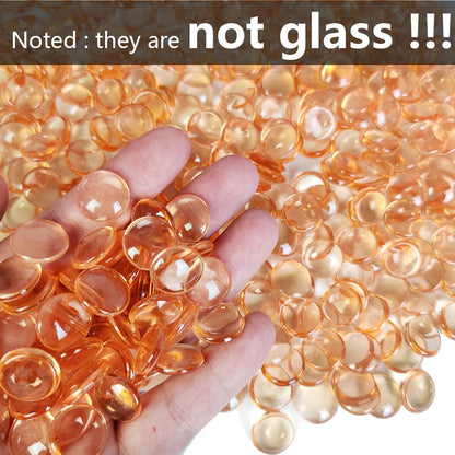 HappyFiller 630 Pcs Home Decoration Wedding Centerpieces Champagne Acrylic Flat Marbles Fake Gemstones for Table Scatter,Vase Fillers,Floral,Party Decor,Candle Holder Gems Beads