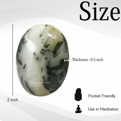 Amazing Gemstone Green Tourmaline in Quartz Crystals and Healing Stones - Large Palm Stone Crystals Piedra - Crystal for Good Luck,Positivity,Meditation - Unique Stocking Stuffers and Birthday Gifts
