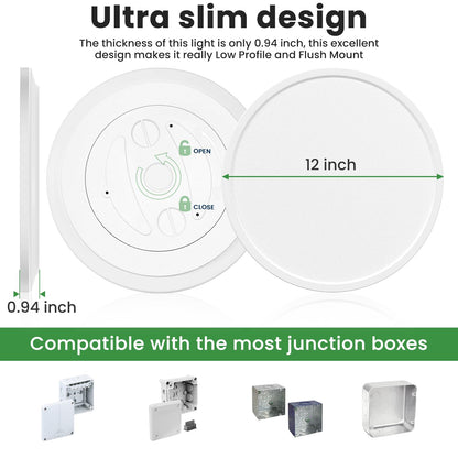 hepside 12Inch Flush Mount Light Fixture White, 28Watt, Dimmable & 3000K-4500K-6000K 3 Color Selectable Flush Ceiling Light Fixture 3200LM Low Profile Ceiling Light for Kitchen Bedroom Hallway Porch