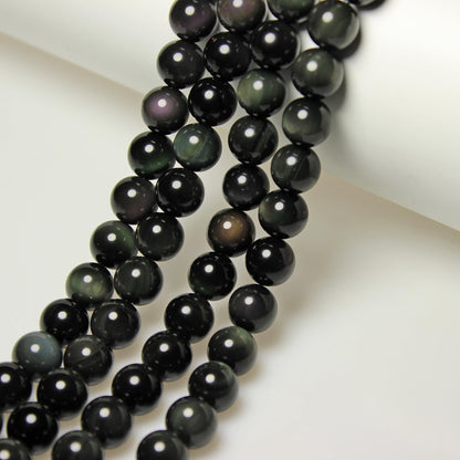MJDCB Rare Collection Natural Stone Beads Rainbow Obsidian Round Loose Beads for Jewelry Making DIY Bracelet Necklace (10mm)