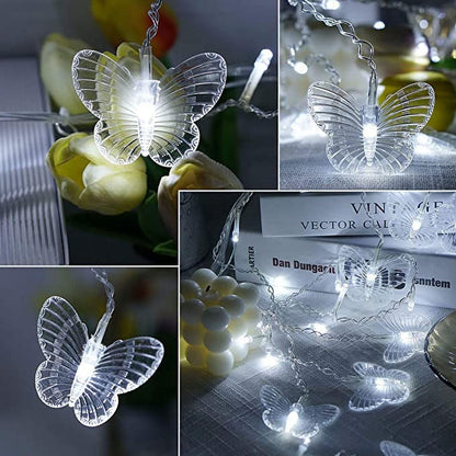 Lainin 12ft/3.5M USB Powered 8 Modes Butterfly Curtain Night Light Strip Icicle Fairy String Light, Perfect for Room Garden Wall Christmas Wedding Indoor/Outdoor Party Decoration (White)