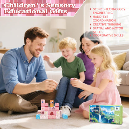 SSAWER Magnetic Blocks, 100PCS Magnetic Tiles Building Blocks, Magnet Cubes STEM Sensory Game Toys Christmas Birthday Gifts for Kids Girls Age 3+ (Princess Castle)