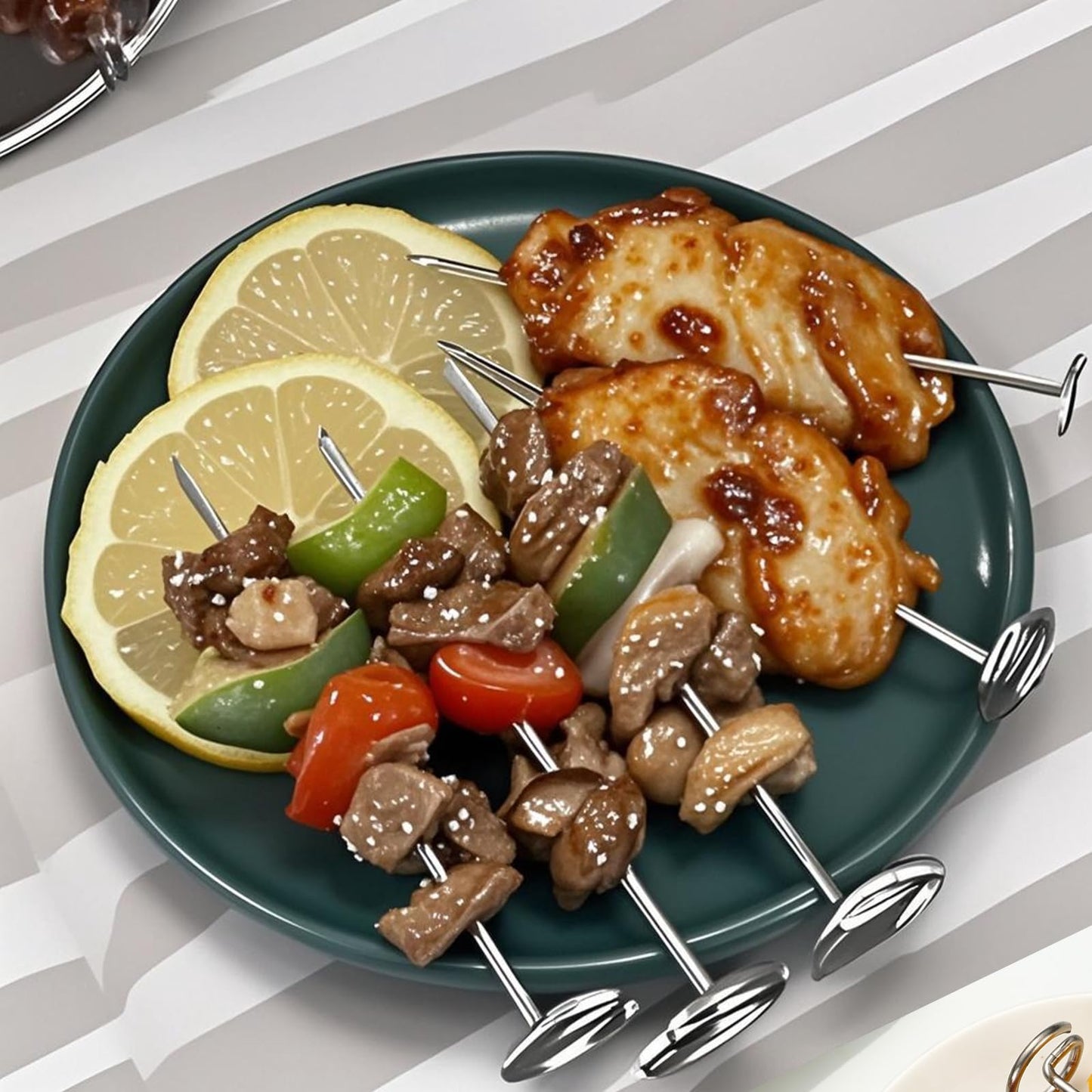 Skewers for Grilling Metal Kabob Skewer Air Fryer Stand Compatible 6QT Air Fryers for Grilling Home Kitchen Kabobs Appetiser、Fruit 、Party