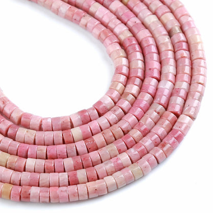 150pcs 2x4mm Natural Rhodochrosite Tube Shape Beads Loose Flat Round Cylinder Flat Spacer Green Stone Beads for Bracelet Earrings Jewelry Making