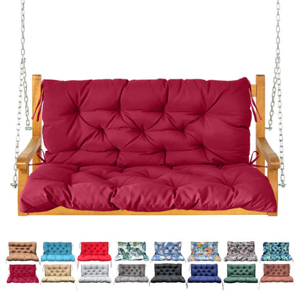 NANGELRN Porch Swing Cushion with Backrest,Waterproof Bench Cushion for Outdoor Furniture,2-3 Seater Replacement Thickened Swing Cushion with Ties,Patio,Outdoor,Backyard and Garden (Wine Red,60x40)