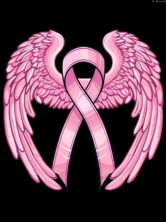 YL Mainland Breast Cancer Awareness Ribbon Funny Diamond Painting Kits for Adults Personalized Diamond Art Kits for Home Wall Decor 12x16 inch