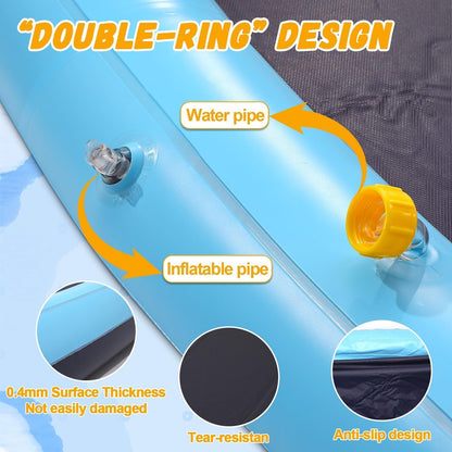15 ft Giant Inflatable Splash Pad Extra Large 180" 2025 Update Non Slip Pad for Adults Large Dogs Pets Giant Thicken Sprinkler Pool Summer Outdoor Fun Backyard Fountain Play Mat (Classic Style)
