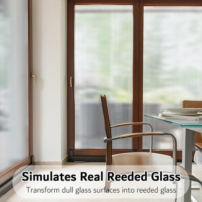 VELIMAX Reeded Glass Window Film, Window Privacy Film, Frosted Window Vinyl, 3D Decorative Decals Non Adhesive for Bathroom Living Room 23.6x78.7 inches