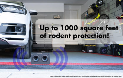MouseBlocker 1000x Powerful Plug-in Ultrasonic Mouse and Rodent Deterrent for Buildings, Garages, Attics and More. Works with All Rodents. Ultrasonic Rodent Repeller, Band