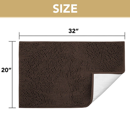 H.VERSAILTEX Dog Door Mat for Muddy Paws Absorbent Dirt Trapper Non Slip Quick Dry Washable Chenille Mats for Dogs Entry Rug for Indoor Outdoor (Chocolate, 20" x 32")
