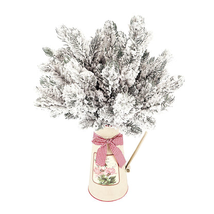 20PCS Frosted Artificial Pine Needles Branches 10.6 Inches Christmas Fake Snowy Pine Picks Twigs Winter Sprays Greenery Stems for Christmas Tree DIY Garlands Wreaths Crafts Home Holiday Decorations