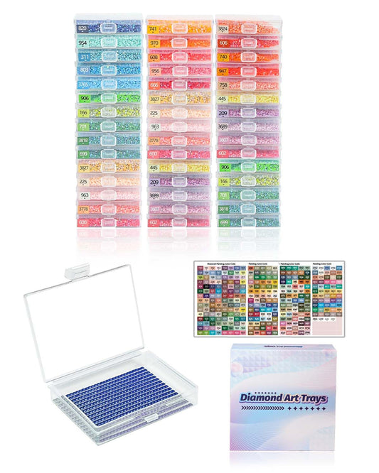 YBUTVY Diamond Art Trays with Lids, 45PCS Diamond Painting Trays with Lids ＆ Diamond Art Storage, Gift Box Diamond Painting Accessories for Diamond Art Beads